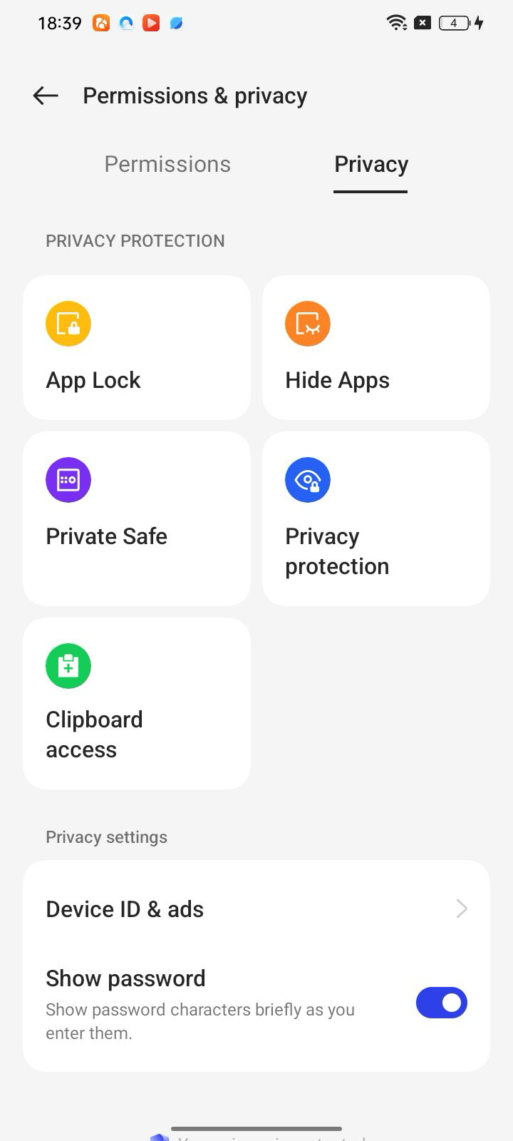 Hide Apps option in OPPO Privacy