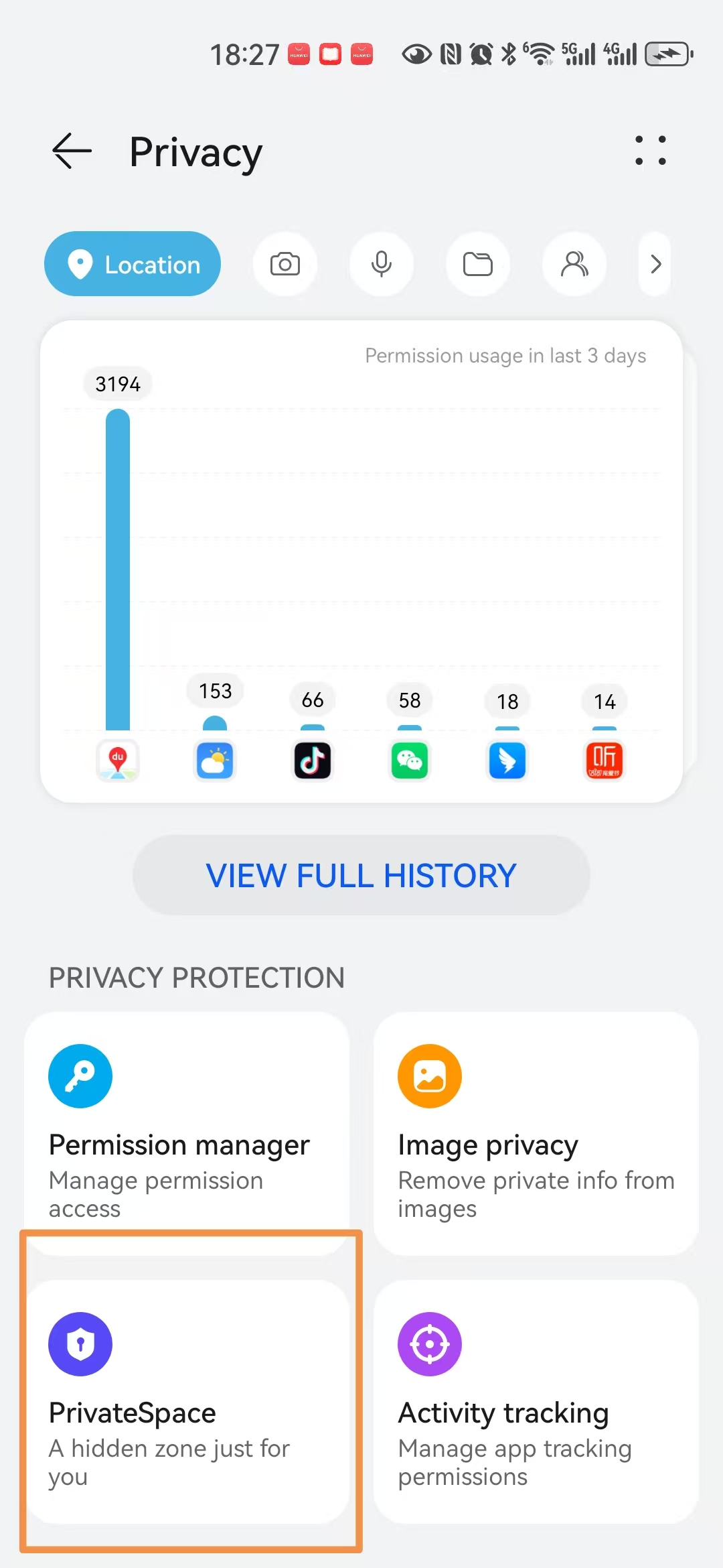 Turn on PrivateSpace
