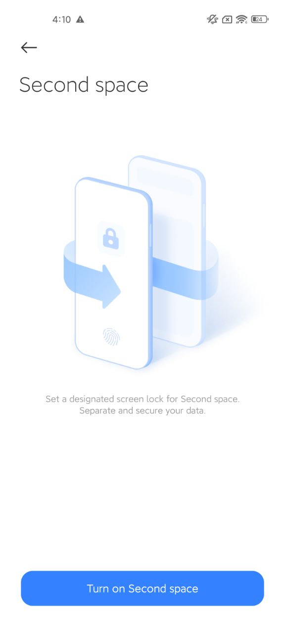 Turn on Second space