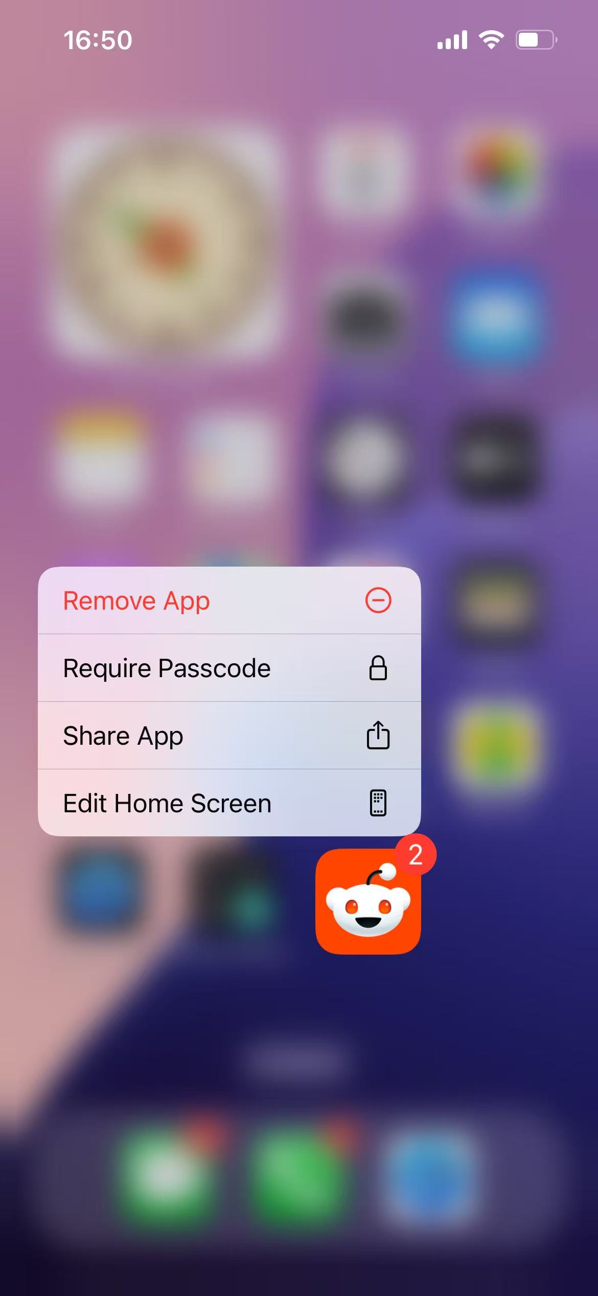 Remove app from home screen