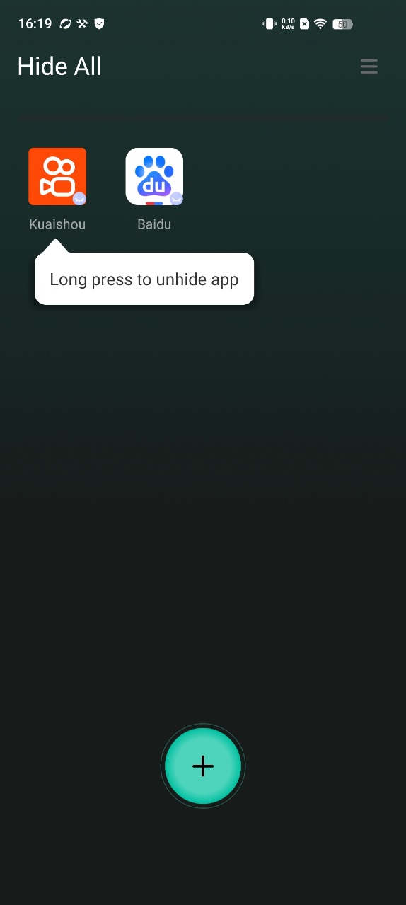 Exiting hidden mode in Hide All