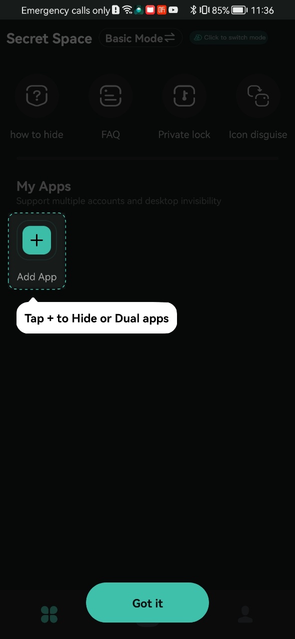 Adding apps to Secret Space