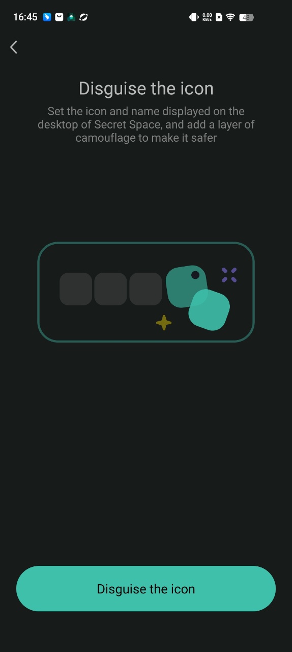 Icon disguise feature in Secret Space