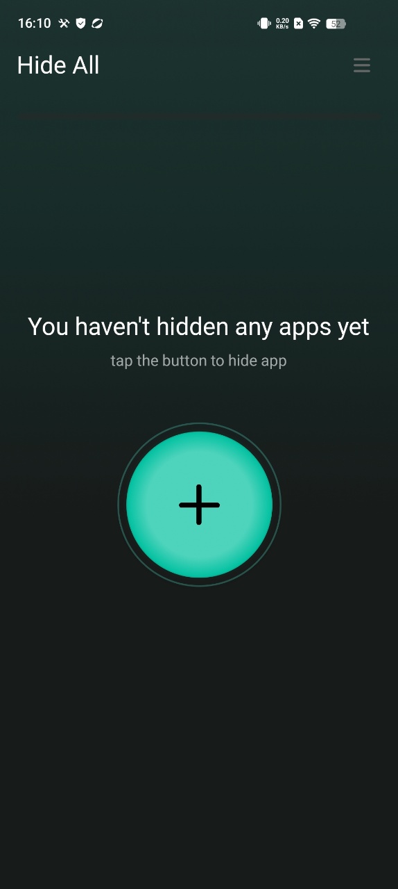 Hide All homepage with app selection
