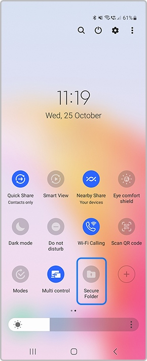 Accessing Secure Folder from Quick Settings