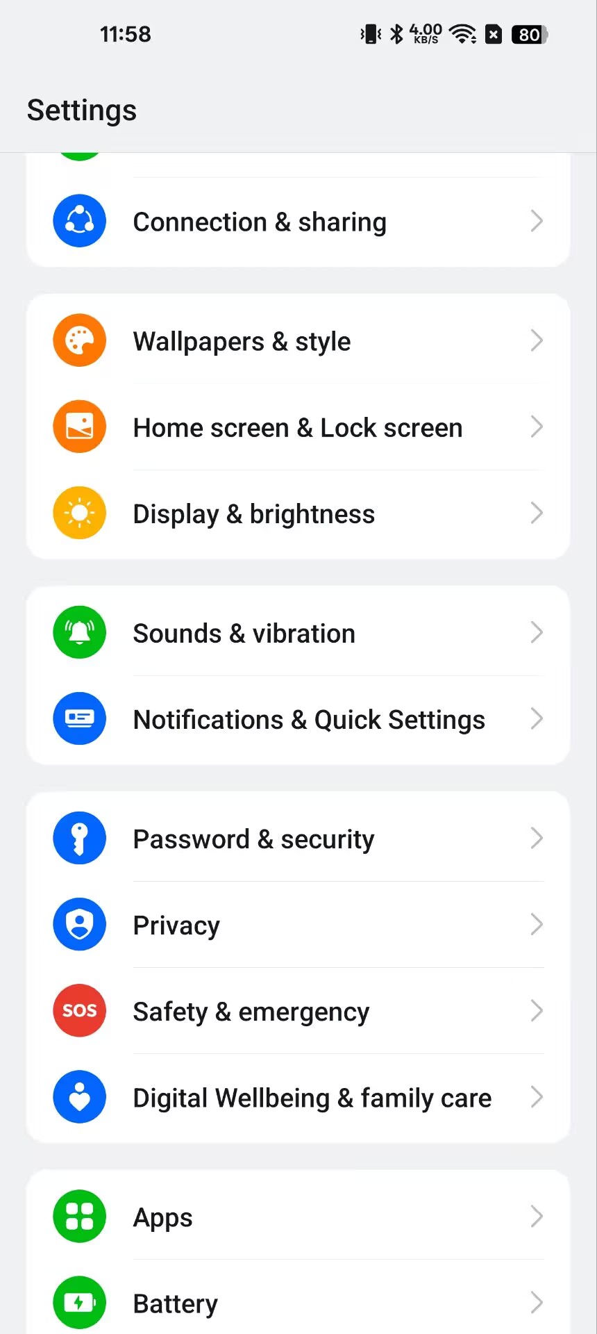 Privacy option in OnePlus settings